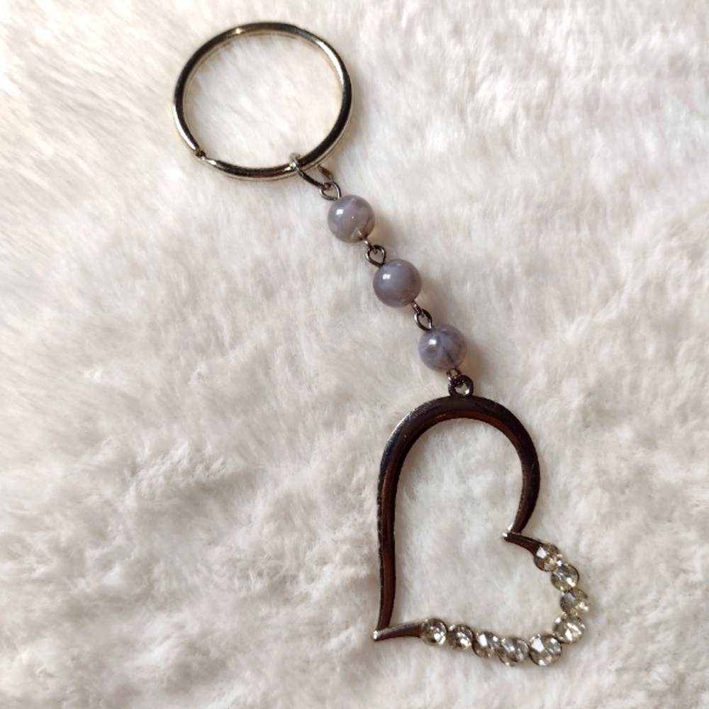 Handmade Silver Tone Heart Keychain